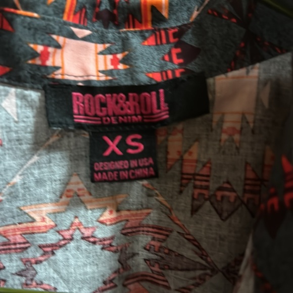 Rock&Roll Denim Pearl Snap Button up shirt size XS - Picture 2 of 3